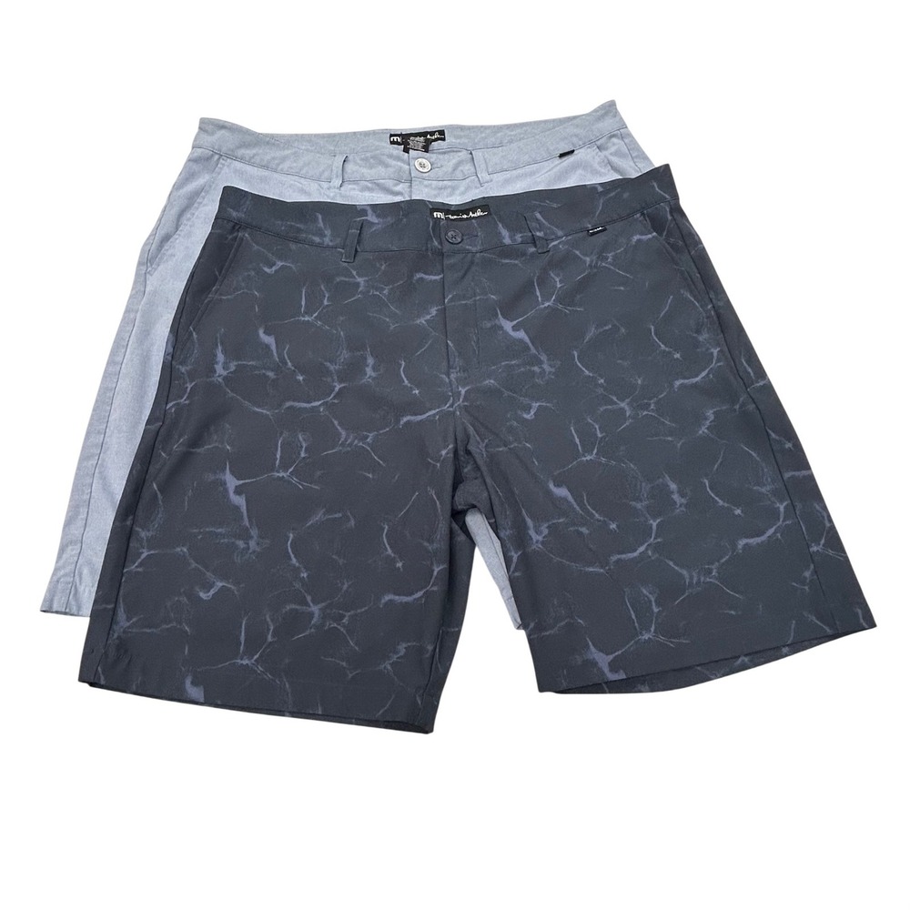 Travis Mathew Golf Shorts Mens 40 Navy Marble Print Blue Performance Stretch